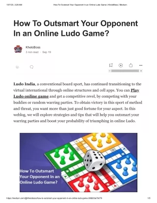 How To Outsmart Your Opponent In an Online Ludo Game _ KheloBoss _ Medium