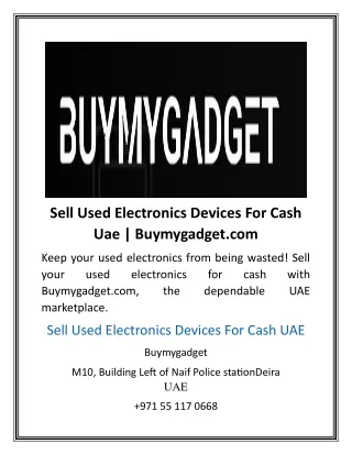 Sell Used Electronics Devices For Cash Uae  Buymygadget.com