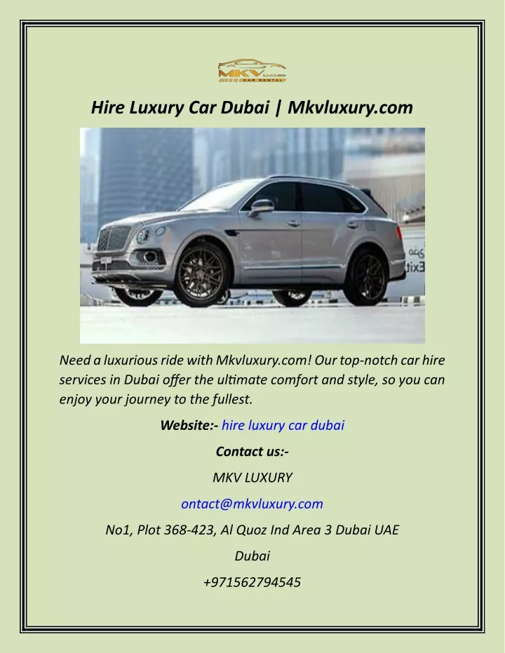 hire luxury car dubai mkvluxury com