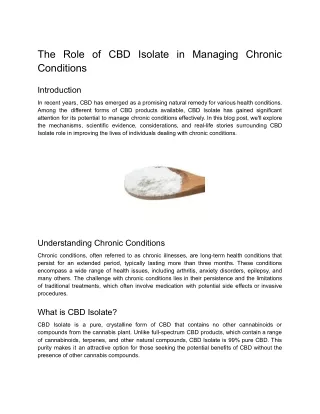 the role of cbd isolate in managing chronic