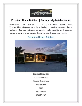 Premium Home Builders Brackenridgebuilders.co.nz