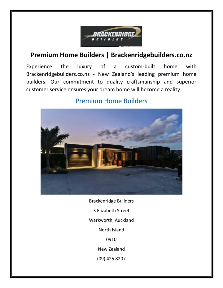 premium home builders brackenridgebuilders co nz