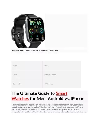 SMART WATCH FOR MEN ANDROID IPHONE