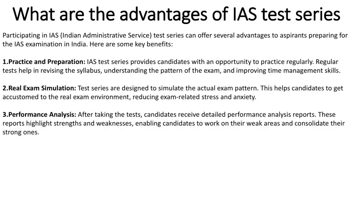 what are the advantages of ias test series