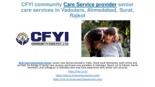 CFYI community Care Service provider senior care services in Vadodara, Ahmedabad, Surat, Rajkot
