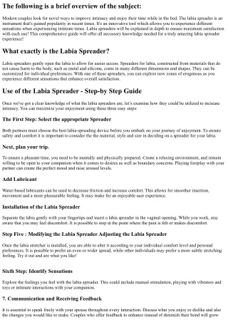 Unlocking Pleasure: A Complete Guide on How to Use the Labia Spreader to enhance