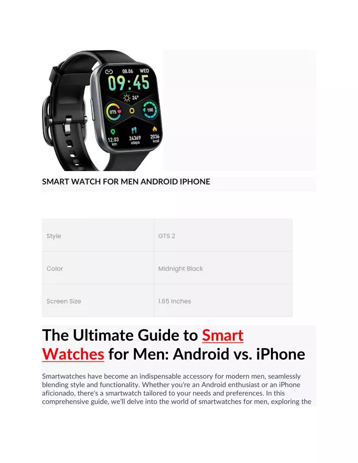 smart watch for men android iphone