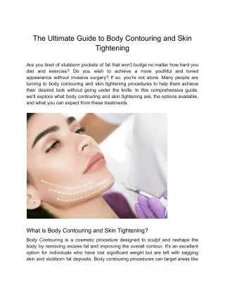 The Ultimate Guide to Body Contouring and Skin Tightening