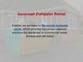 Savannah Dumpster Rental