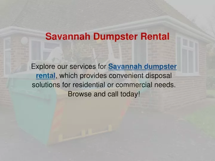 savannah dumpster rental