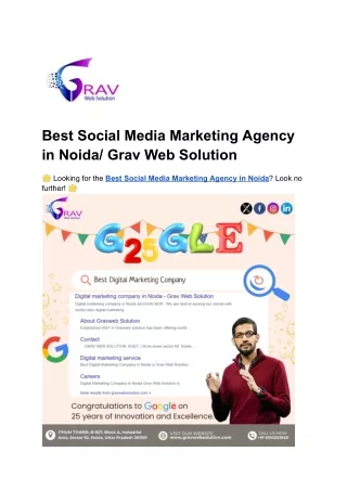 Best Social Media Marketing Agency in Noida_ Grav Web Solution
