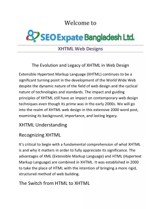 XHTML Web Designs