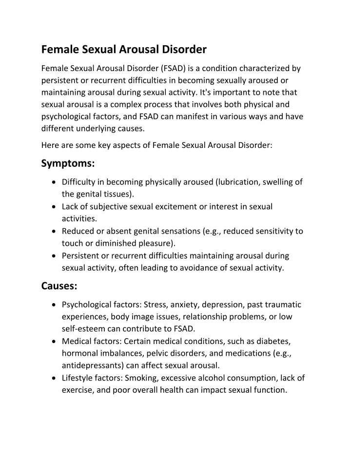 female sexual arousal disorder