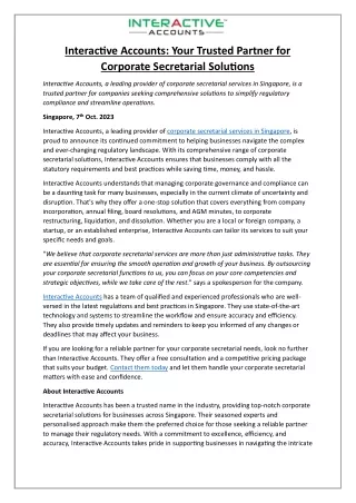 Interactive Accounts- Your Trusted Partner for Corporate Secretarial Solutions