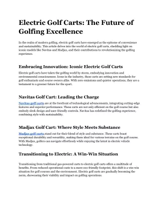 The Best Electric Golf Carts on the Market_ ICON, Navitas, and Madjax