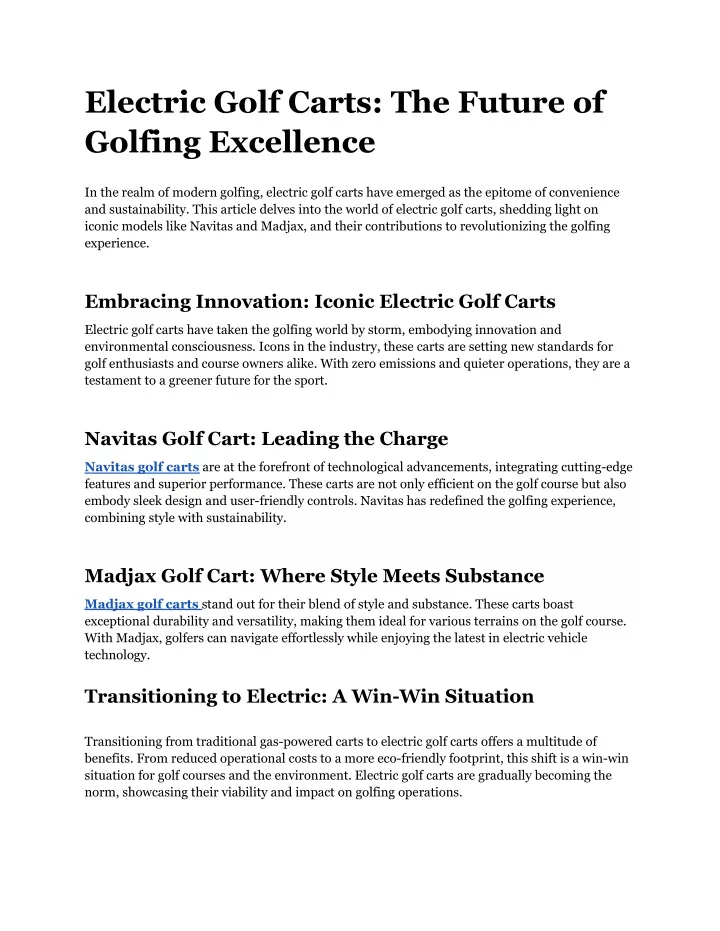 electric golf carts the future of golfing