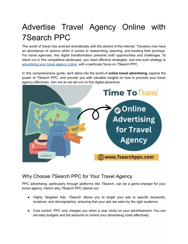 advertise travel agency online with 7search ppc