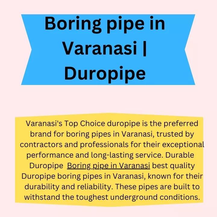 boring pipe in varanasi duropipe