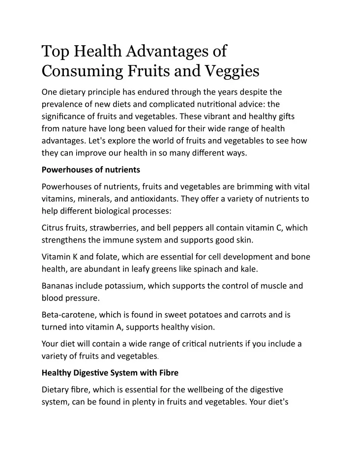 top health advantages of consuming fruits