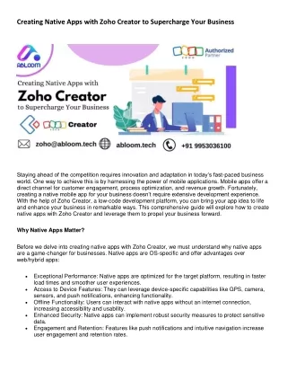 Creating Native Apps with Zoho Creator to Supercharge Your Business