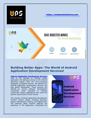 Android and Java Application Development Services - Web Panel Solutions