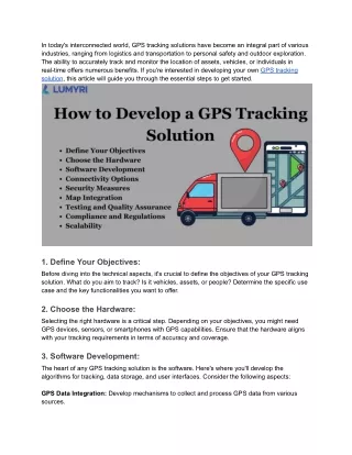How to Develop a GPS Tracking Solution