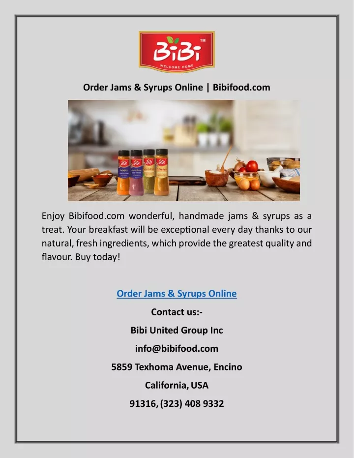 order jams syrups online bibifood com