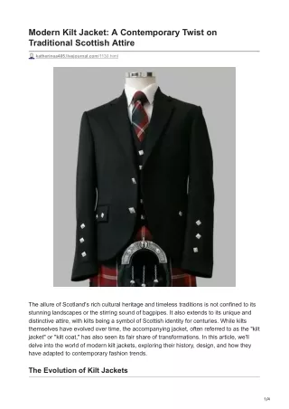 Modern Kilt Jacket A Contemporary Twist on Traditional Scottish Attire