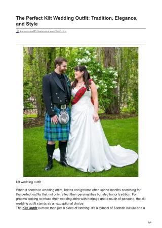 The Perfect Kilt Wedding Outfit Tradition Elegance and Style