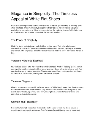 Elegance in Simplicity_ The Timeless Appeal of White Flat Shoes
