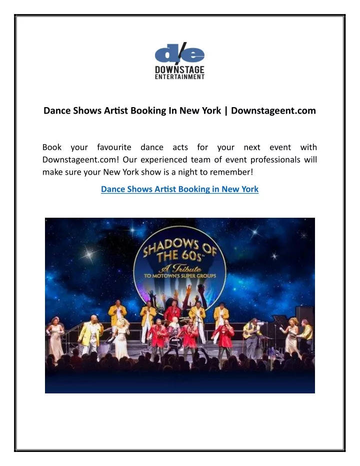 dance shows artist booking in new york