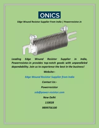 Edge Wound Resistor Supplier From India  Powerresistor.in