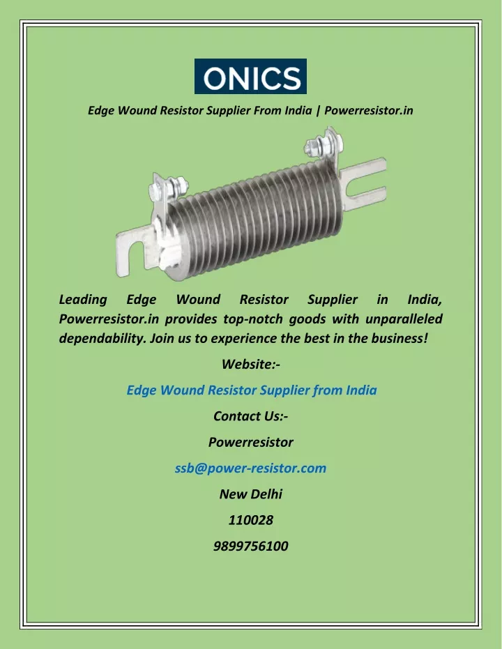 edge wound resistor supplier from india