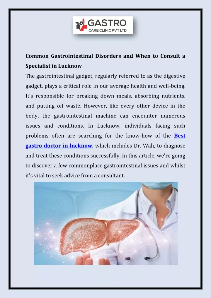 common gastrointestinal disorders and when
