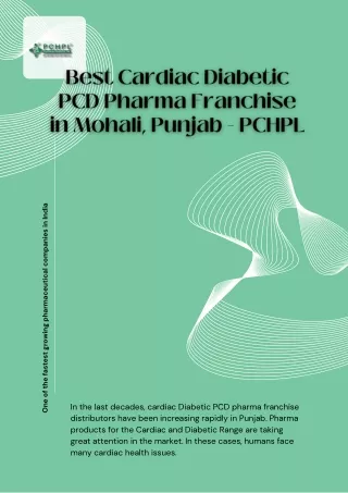 Best Cardiac Diabetic PCD Pharma Franchise in Mohali, Punjab - PCHPL