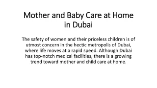 Mother and Baby Care at Home in Dubai