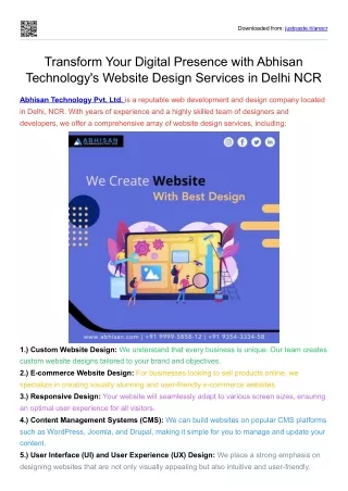 Transform Your Digital Presence with Abhisan Technology's Website Design Services in Delhi NCR