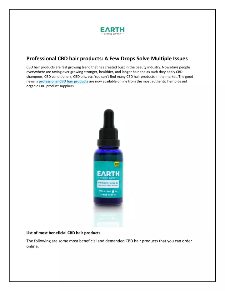 professional cbd hair products a few drops solve