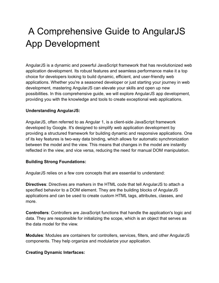 a comprehensive guide to angularjs app development