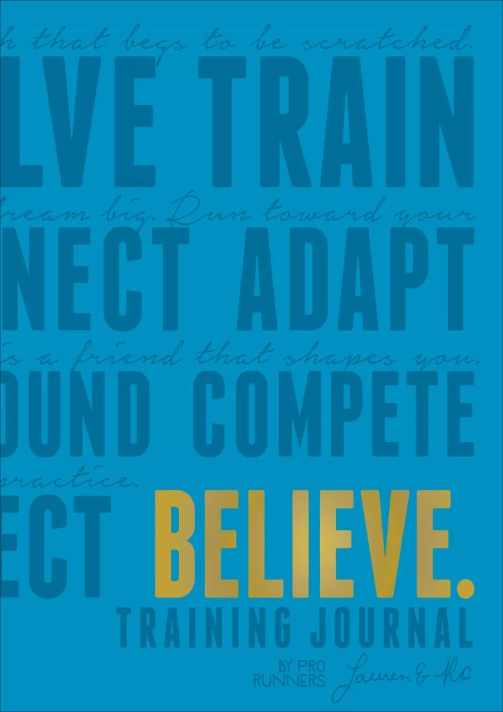 believe training journal electric blue edition