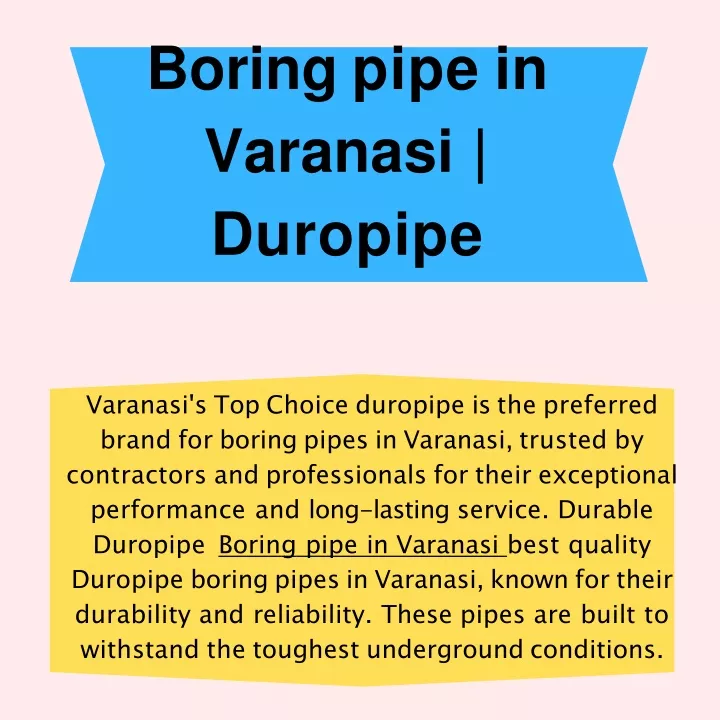 boring pipe in varanasi duropipe