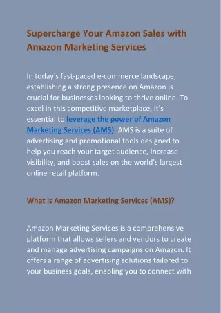 Supercharge Your Amazon Sales with Amazon Marketing Services