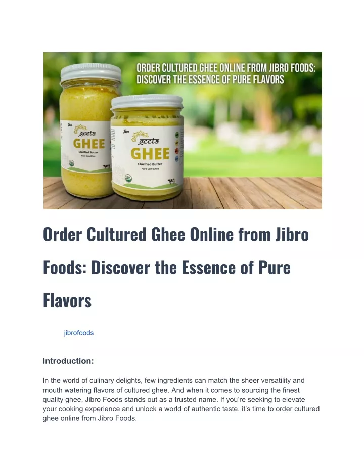 order cultured ghee online from jibro foods