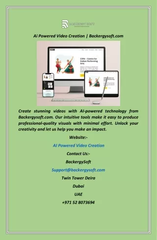 Ai Powered Video Creation  Backergysoft