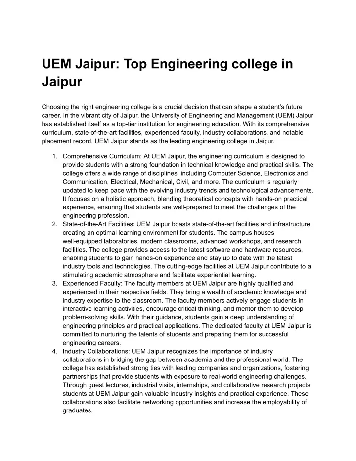 uem jaipur top engineering college in jaipur