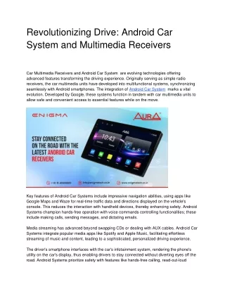 6 SEP - Revolutionizing Drive_ Android Car System and Multimedia Receivers