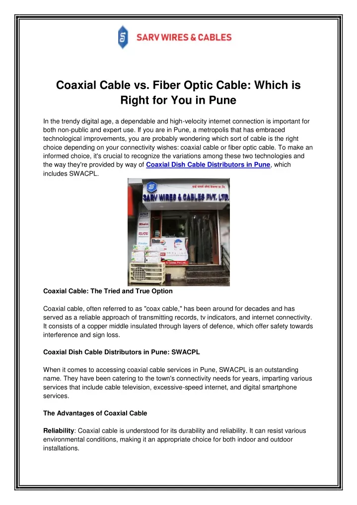 coaxial cable vs fiber optic cable which is right