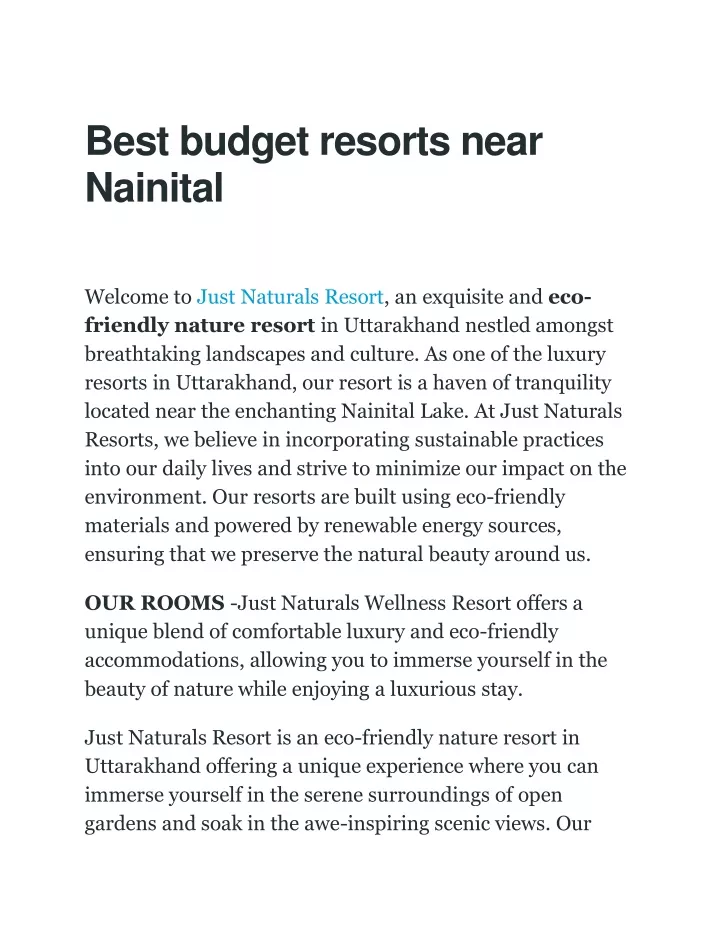 best budget resorts near nainital