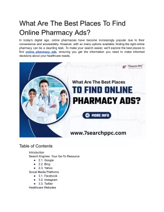 What Are The Best Places To Find Online Pharmacy Ads