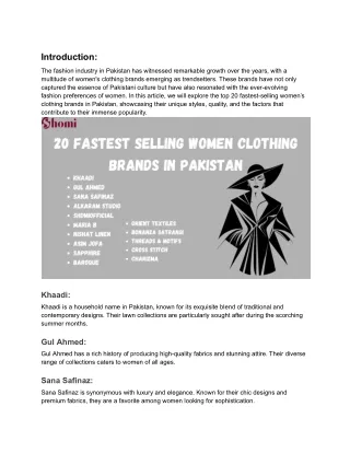 20 Fastest Selling Women Clothing Brands in Pakistan